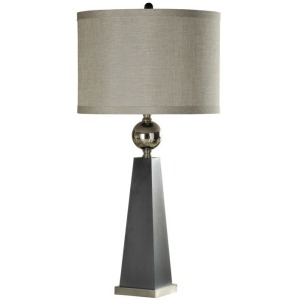 Hargis Injection Mold & Chrome Metal Accent Table Lamp w/Banded Trim Shade