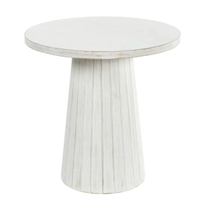 Norman Wyatt Home Drift White Washed Wooden Carved Ridge End Table