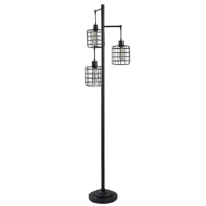 Metal Three Pendant Cage Shade Floor Lamp