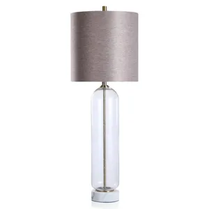 Clear Glass & Marble Base Table Lamp