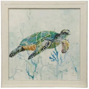 Sea Turtle Swim I Textured Framed Print
