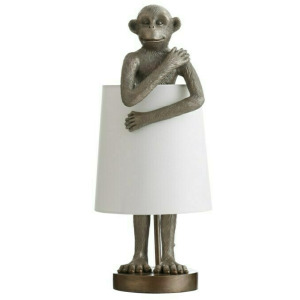 Ravena Standing Antique Brass Monkey Table Lamp with Shade Around Body