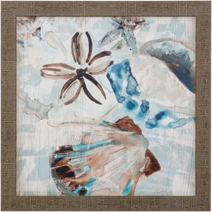Driftwood Shell Collage Textured Framed print