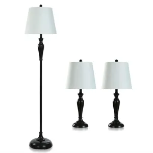 Oiled Bronze Set - 2 Table Lamps & 1 Floor Lamp