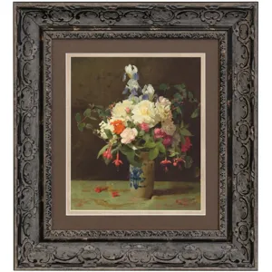 Iris & Florals Framed Print Under Glass