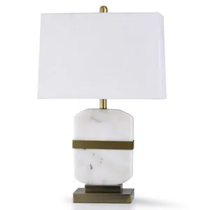 Arabescato Gold Steel and Carrara Marble Table Lamp