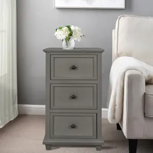 Vintage Gray Three Drawer Side Table