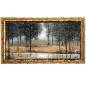 Golden Mirror Creek Textured Framed Print