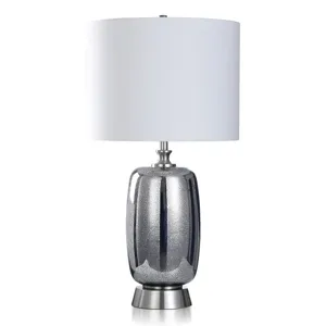 Metallic Sapphire Mercury Glass & Brushed Steel Table Lamp