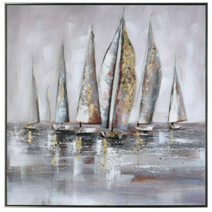 Soft Winds Handpainted Framed Coastal Canvas