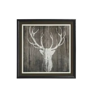 Sophisticated Deer Textured Print Custom Framed