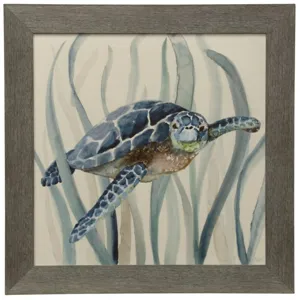 Turtle In Seagrass ITextured Framed Print