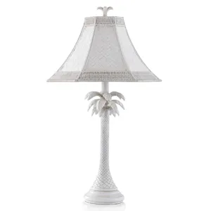 White Washed Coastal Palm Tree Table Lamp
