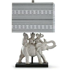 Dapple Grey Worldly Gray Elephants Table Lamp