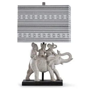Dapple Grey Worldly Gray Elephants Table Lamp