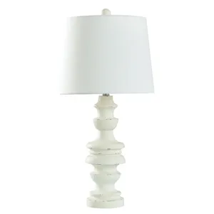 Distress Old White Cast Resin Table Lamp