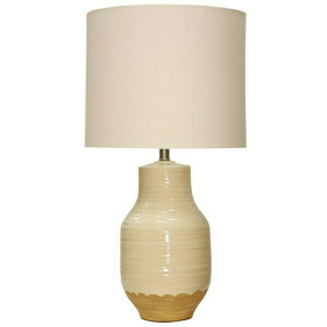 Prova Beige Dipped Ceramic Body Table Lamp with Hardback Shade