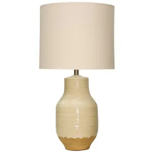 Prova Beige Dipped Ceramic Body Table Lamp with Hardback Shade
