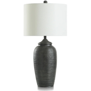 Polyresin Rippled Table Lamp Base with Linen Hardback Shade