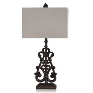 Textured Bronze Traditional Scroll Design Table Lamp