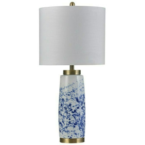 Splatter Blue Ceramic and Steel Table Lamp