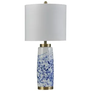 Splatter Blue Ceramic and Steel Table Lamp