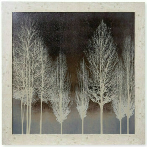 Cream Trees on Brown Textured Framed Print