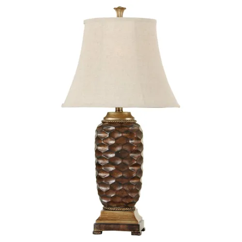Transitional table lamp Winthrop Gold finish Textile natural linen shade