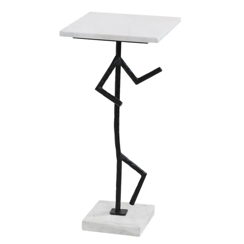 Aluminum &amp; Marble Runner Drink Table