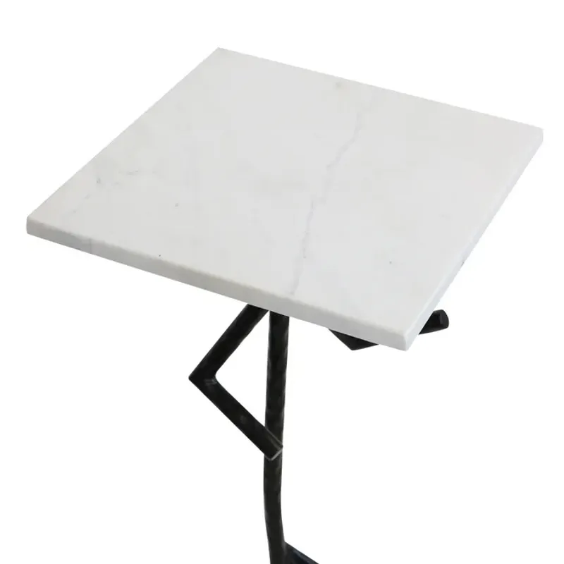Aluminum &amp; Marble Runner Drink Table