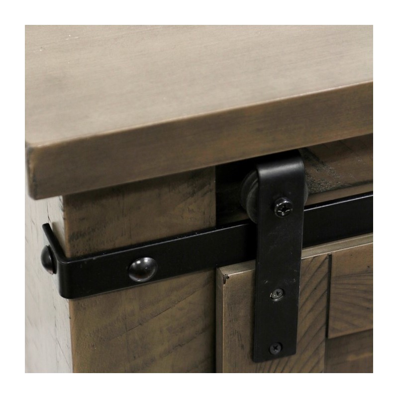 Taupe Gray Sliding Barn Door Pine Media Console by Style