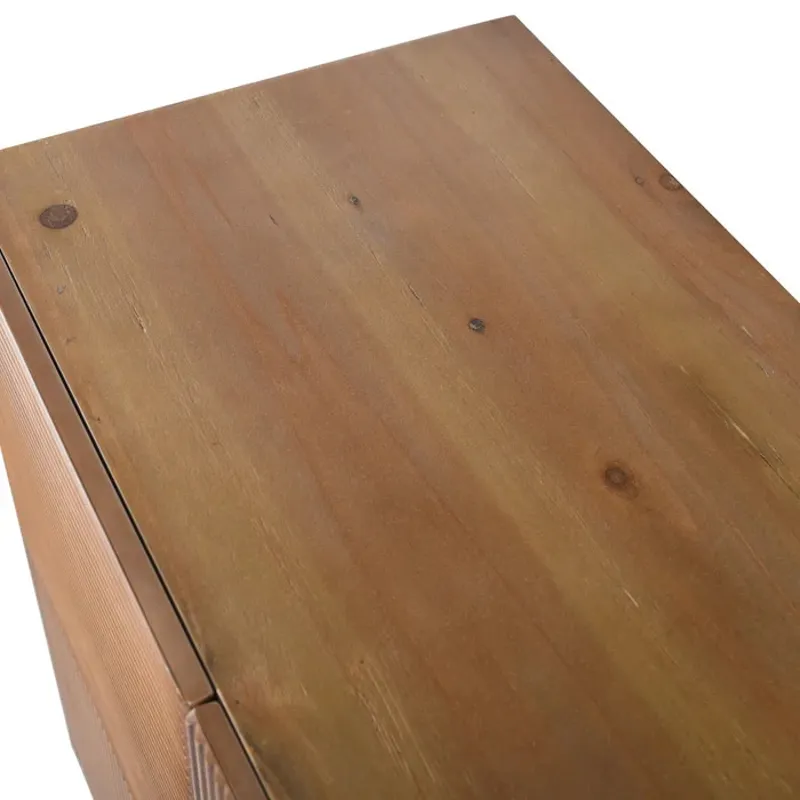 Dark Natural Wooden &amp; Metal Cabinet with 4 Doors