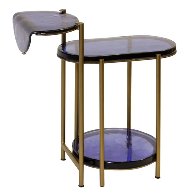 Sapphire Blue Glass 3 Tier Table
