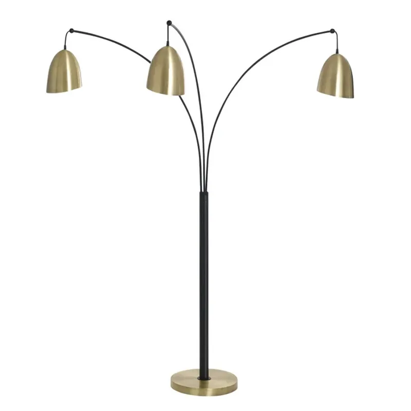 Black &amp; Antique Brass Steel Floor Lamp
