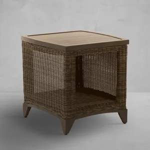 Astoria Wicker Square Outdoor End Table 21 in. W x 21.5 in. H