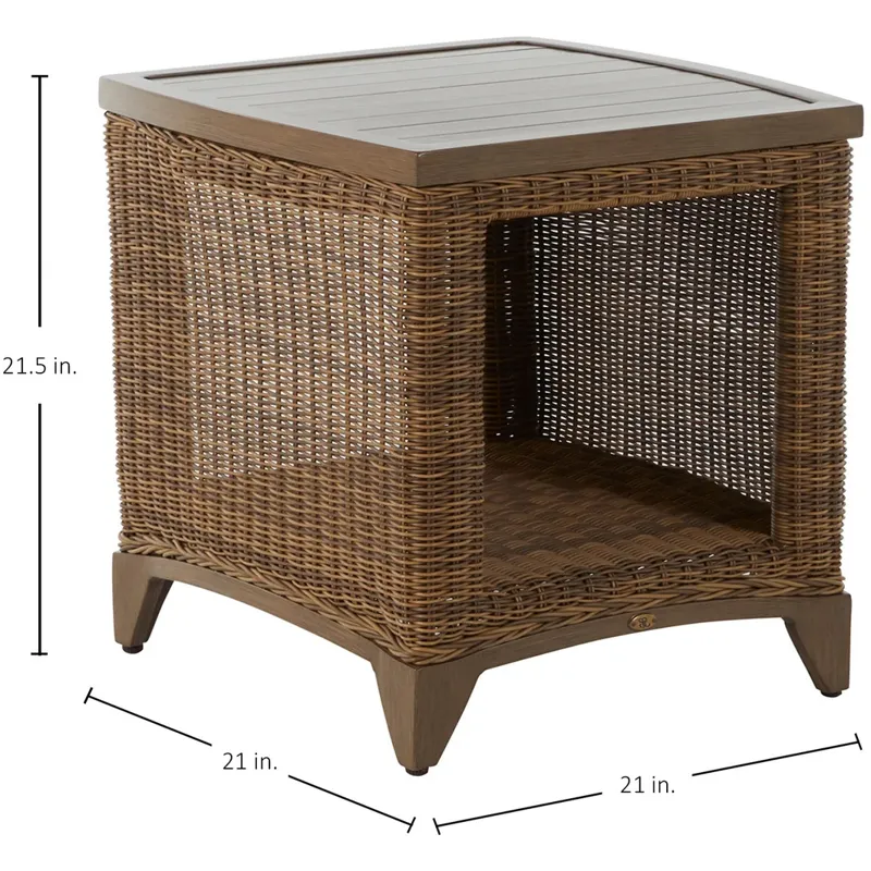 Astoria Wicker Square Outdoor End Table 21 in. W x 21.5 in. H