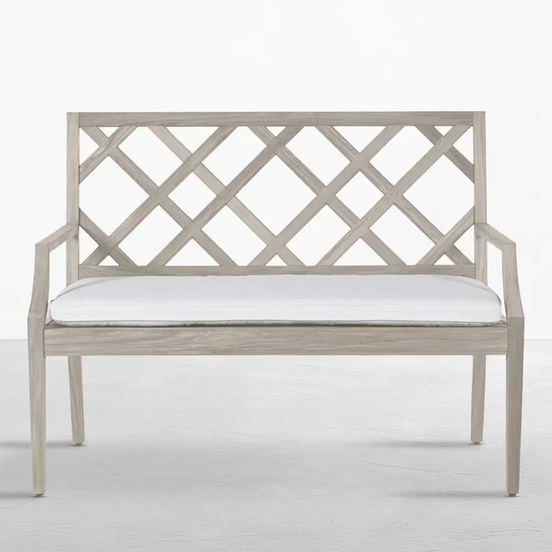 Haley Teak Outdoor Latticework Bench 48 in.