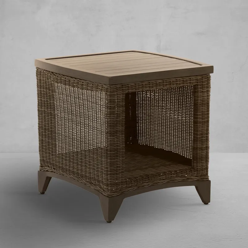 Astoria Wicker Square Outdoor End Table 21 in. W x 21.5 in. H