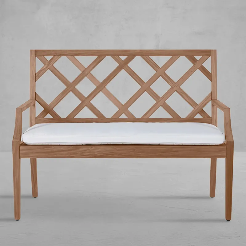 Haley Teak Outdoor Latticework Bench 48 in.