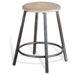 24"H Metal Stool w/ Wood Seat (15”Rnd)