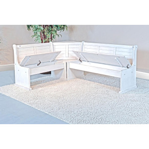 BAYSIDE BF Nook Long Bench & Corner Back, Wood Seat
