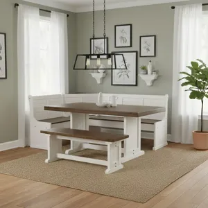 PASADENA BF Nook Long Bench & Corner Back, Wood Seat