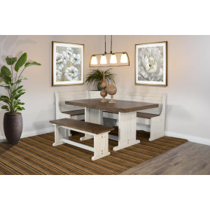 PASADENA BF Nook Long Bench & Corner Back, Wood Seat