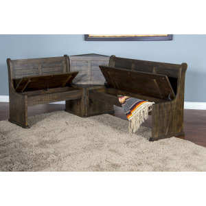 HOMESTEAD BF Nook Long Bench & Corner Back, Wood Seat