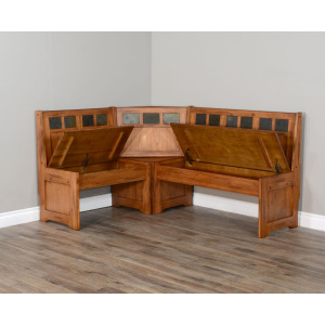 SEDONA BF Nook Long Bench & Corner Back, Wood Seat