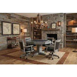 Alpine Grey Game Chair w/ Casters, Cushion Seat & Back
