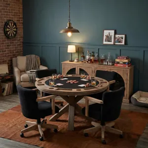 Gibson Game Chair w/Arms & Casters, Cushion Seat & Back