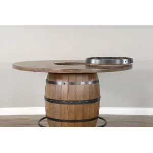 DOE VALLEY Round Pub Table w/ Wine Barrel Base