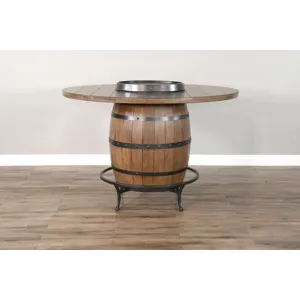 DOE VALLEY Round Pub Table w/ Wine Barrel Base