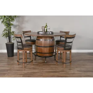 DOE VALLEY Round Pub Table w/ Wine Barrel Base